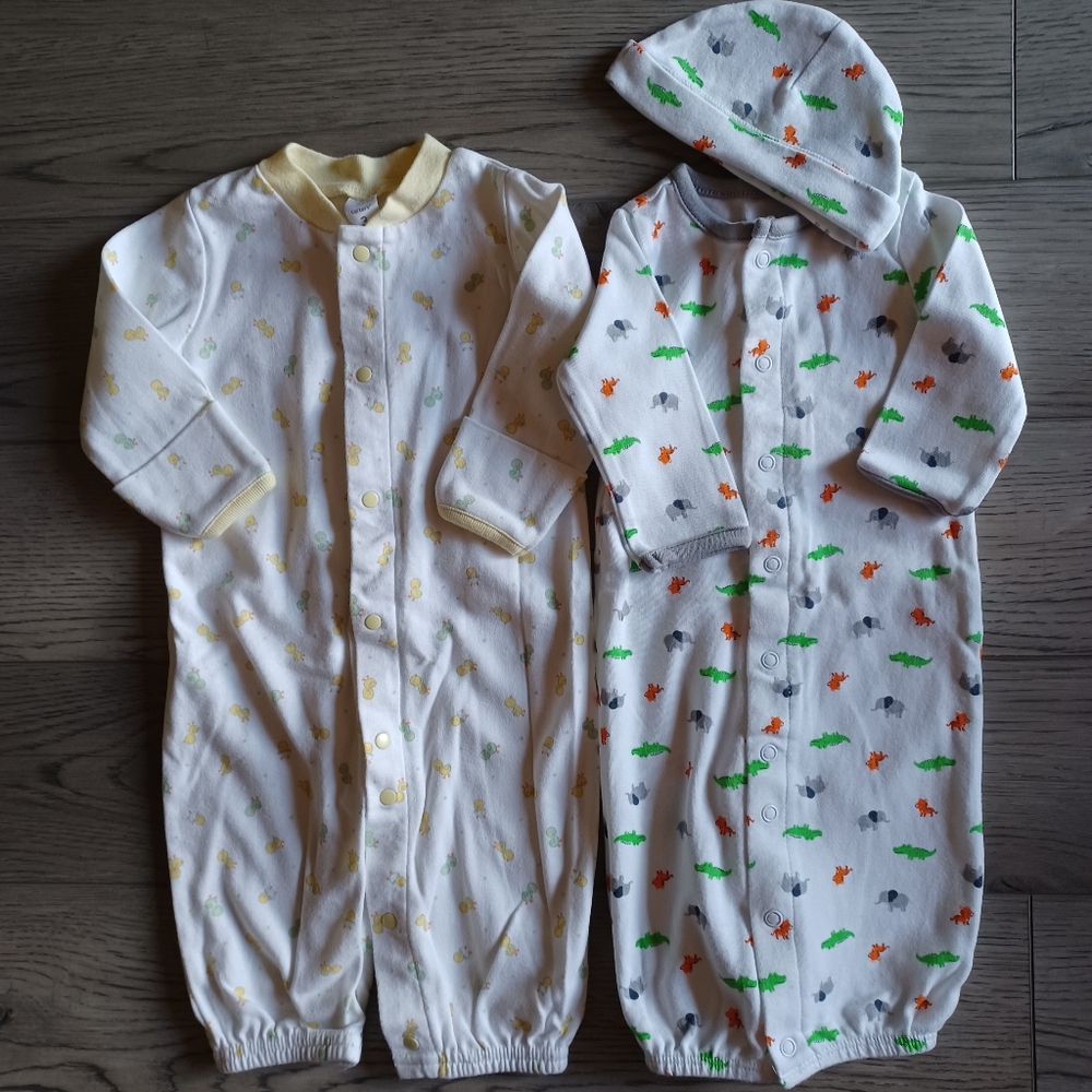 2 Convertible Sleep Gowns Size 3 Months Carter's And Just One You